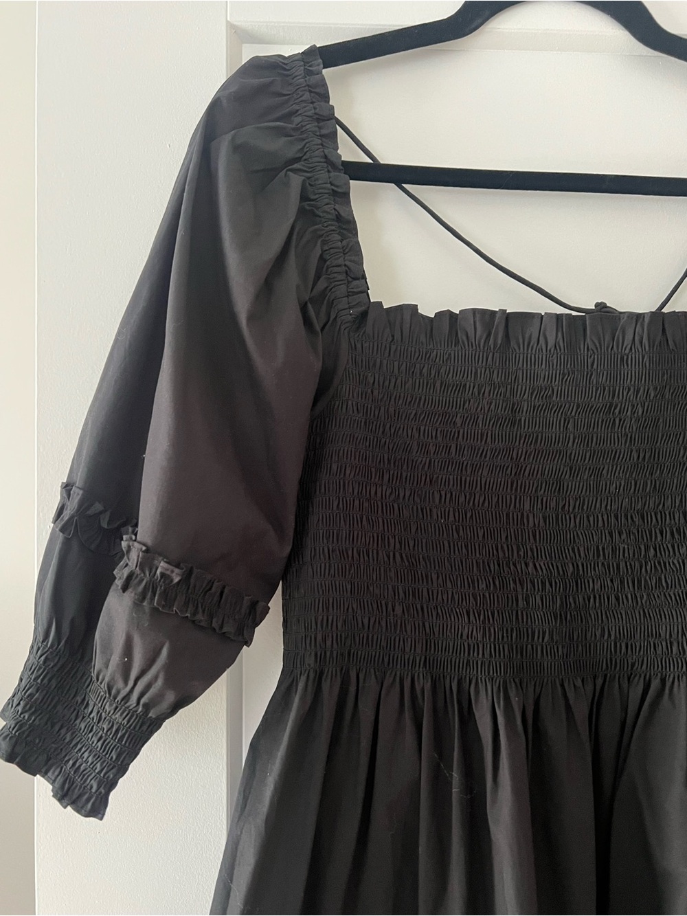 Hill House Nesli Midi Dress in Black Poplin - Picture 5 of 6